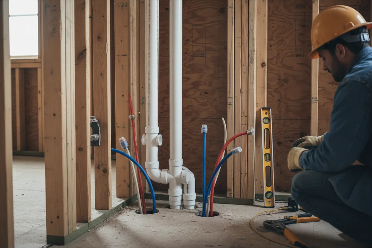Drain and supply rough-in during Leak Detection in Neon