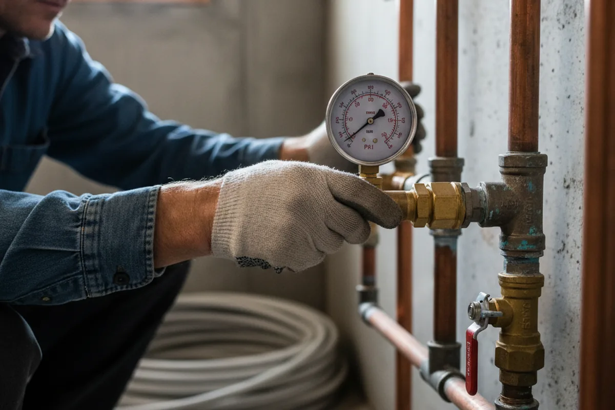 Pressure testing a repaired line during Water Line Repair in Neon